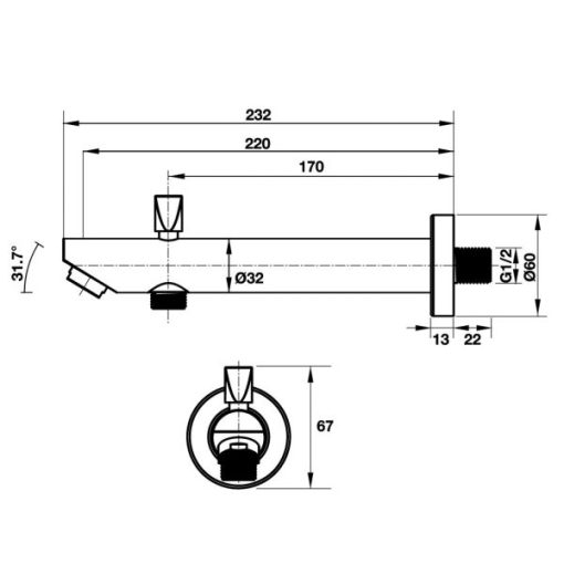 Vòi Xả Bồn Tắm Hafele Regal 232 Mm Có Đầu Chuyển Đường Nước 589.25.897 - 5