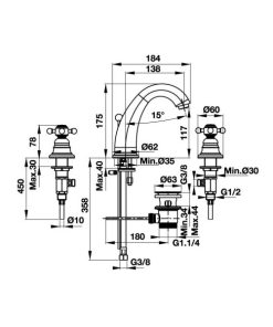 Vòi Lavabo 3 Lỗ Hafele Victoria Gold 110 589.10.170 - 9