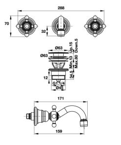 Vòi Hafele Lavabo Treo Tường Victoria Gold 160 589.02.691 - 9