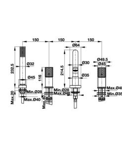 Bộ Trộn Bồn Tắm 4 Lỗ Hafele Charm 589.02.638 - 11
