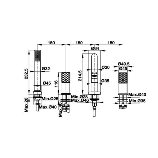 Bộ Trộn Bồn Tắm 4 Lỗ Hafele Charm 589.02.638 - 5