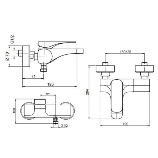 Bộ Trộn Bồn Tắm Màu Đen Mờ Hafele 589.02.456 - 5