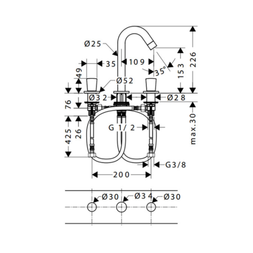 Vòi Lavabo 3 Lỗ Hafele Logis 150 589.52.413 - 5