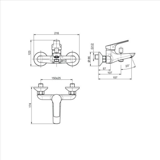 Bộ Trộn Bồn Tắm Có Xả Bồn Hafele Emma 589.02.033 - 5