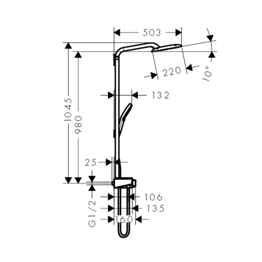 Cây Sen Tắm Đứng Hafele Rainmaker Select 420 589.54.300 - 5