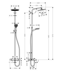Bộ Thanh Sen Có Bộ Trộn Bồn Tắm Điều Nhiệt Hafele Crometta S 589.54.514 - 10 Bộ Thanh Sen Có Bộ Trộn Bồn Tắm Điều Nhiệt Hafele Crometta S 589.54.514 - 9
