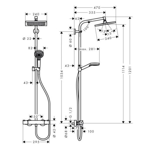 Bộ Thanh Sen Có Bộ Trộn Điều Nhiệt Hafele Crometta E 589.54.504 - 5
