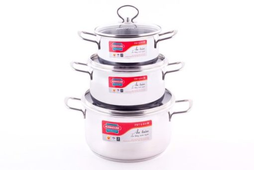BỘ NỒI INOX 3 ĐÁY QUAI ĐŨA CAO CẤP SH888 - 1