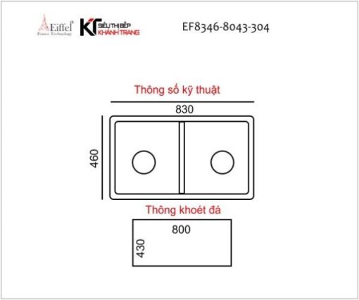 CHẬU RỬA CHÉN EIFFEL CAO CẤP INOX 304 8346 - 7