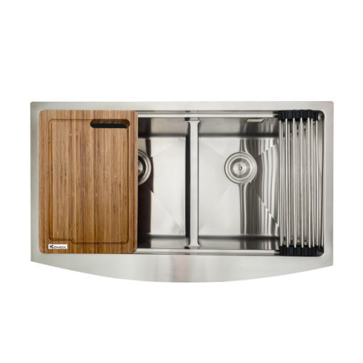 Apron sink KN8450DASiphon, thớt gỗ, roll mat KONOX - 1