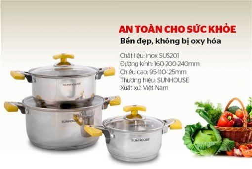BỘ NỒI INOX 5 ĐÁY SUNHOUSE SH787 - 11