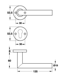 Bộ Tay Nắm Gạt, Inox 316 Hafele 903.98.536 - 10 Bộ Tay Nắm Gạt, Inox 316 Hafele 903.98.536 - 9