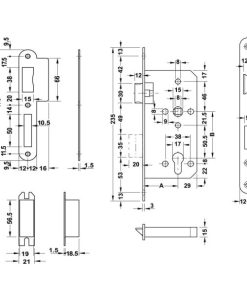 Thân Khóa Lưỡi Gà Chốt Chết 55/72, 316, Màu Inox Mờ Hafele 911.25.402 - 9