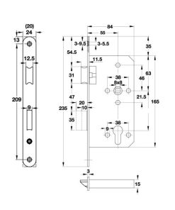 Thân Khóa Lưỡi Gà Và Chốt Chết E55/72A Hafele 911.25.100 - 6 Thân Khóa Lưỡi Gà Và Chốt Chết E55/72A Hafele 911.25.100 - 5