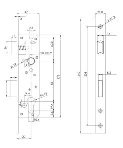 Thân Khóa Cho Cửa Đố Nhỏ Hafele 911.77.263 - 11