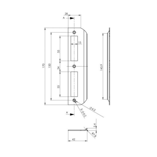 Thân Khóa Cho Cửa Đố Nhỏ Hafele 911.77.263 - 7