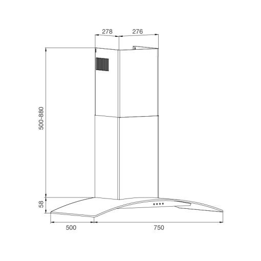 Máy hút mùi áp tường Malloca MC 750E