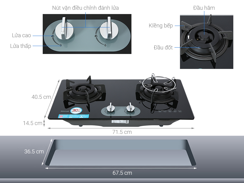 Bếp Gas Âm Rinnai RVB-2BG(F)N