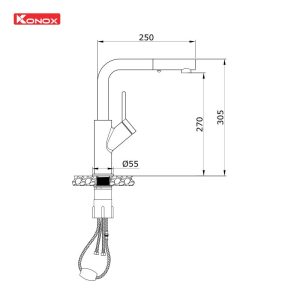 VÒI RỬA BÁT RÚT DÂY KONOX ARTAN CHROME