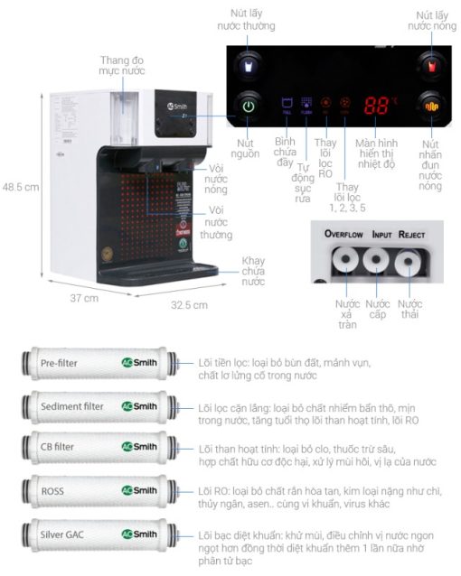 Máy lọc nước nóng thường A. O. Smith Z7 - 3