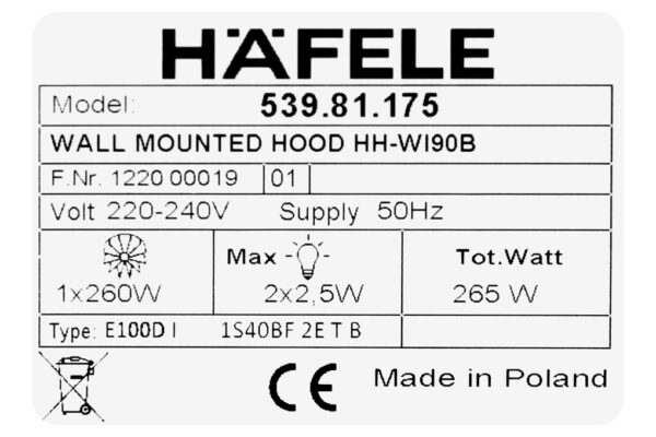 Máy hút mùi áp tường Hafele HH-WI90B (539.81.175) - 161