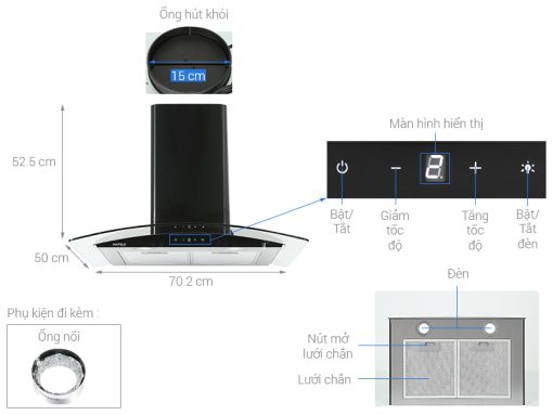Máy hút mùi áp tường Hafele HH-WT70A 533.86.807