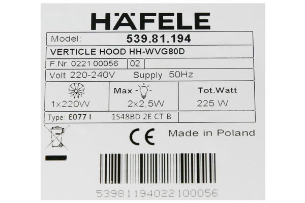 Máy Hút Mùi Gắn Tường Hafele Hh-Wvg80D 539.81.194 - 54