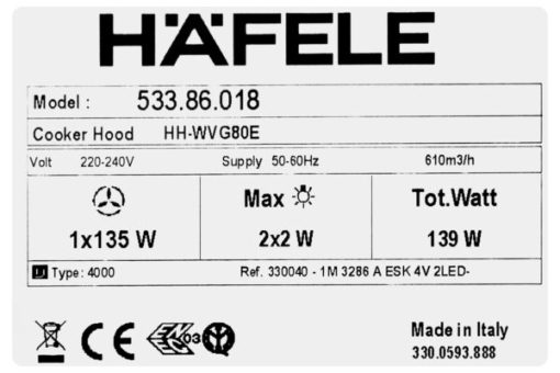 Máy hút mùi áp tường Hafele HH-WVG80E (533.86.018) - 19