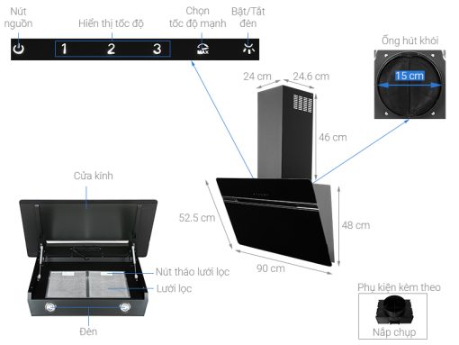 Máy Hút Mùi Gắn Tường Hafele HH-WVG90A 535.82.203