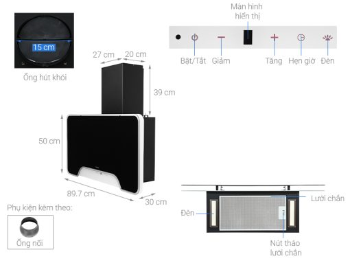 Máy hút mùi áp tường Hafele HH-WVGS90A 533.80.203