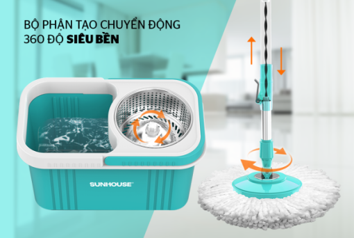 BỘ LAU NHÀ XOAY 360 ĐỘ SUNHOUSE KS-CL350PB - 5