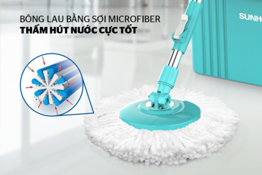 BỘ LAU NHÀ XOAY 360 ĐỘ SUNHOUSE KS-CL350PB - 13