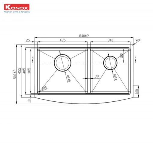 Apron sink KN8450DASiphon, thớt gỗ, roll mat KONOX - 3