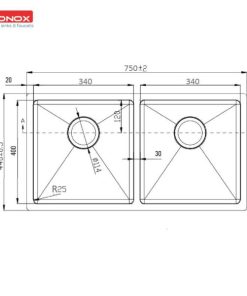CHẬU RỬA CHÉN BÁT KONOX KN7544DUB Siphon, giá úp bát inox - 9