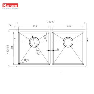 CHẬU RỬA CHÉN BÁT KONOX KN7544DUB Siphon, giá úp bát inox - 9