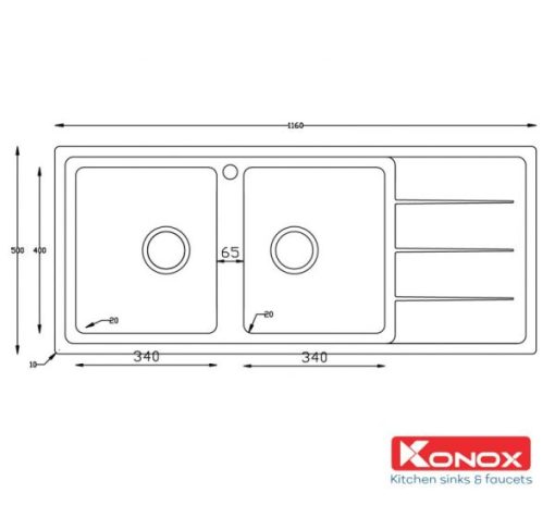CHẬU RỬA CHÉN BÁT KONOX BETA 1160 - 3