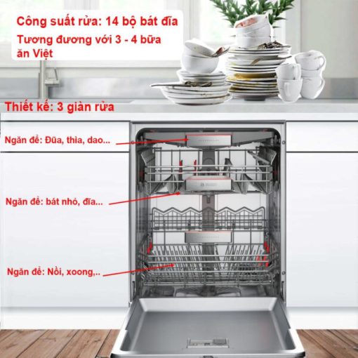 MÁY RỬA BÁT BOSCH BÁN ÂM SMU6ZCS52S SERIE 6 14 BỘ SẤY ZEOLITH MADE IN GERMANY - 7