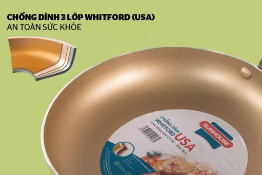 Cặp chảo nhôm trơn cạn SUNHOUSE Phi 18 + 24 (Xanh - Sampanh) SHS2418 - 7