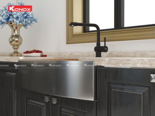 Apron sink KN8450DASiphon, thớt gỗ, roll mat KONOX - 11