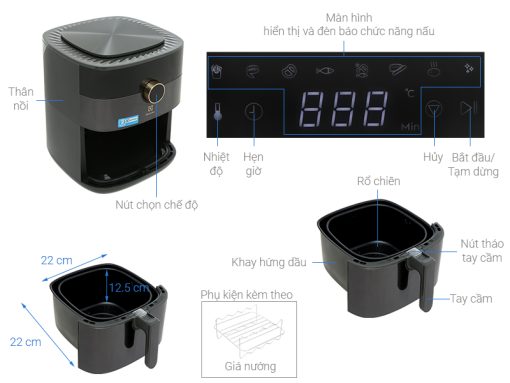 Nồi chiên không dầu Electrolux E6AF1-520K 5 lít - 3