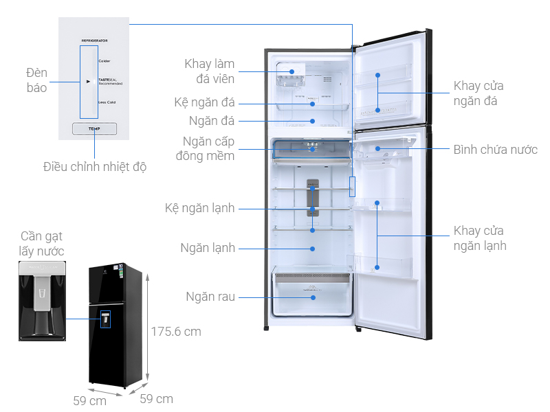 Tủ Lạnh Electrolux Inverter 341 Lít ETB3740K-H