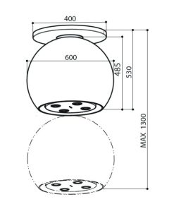 MÁY HÚT MÙI ĐẢO TREO DÂY CÁP DUDOFF HERMES - 9