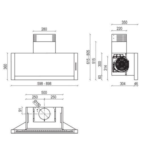 Máy hút mùi treo tường Frame 90SGW - 5
