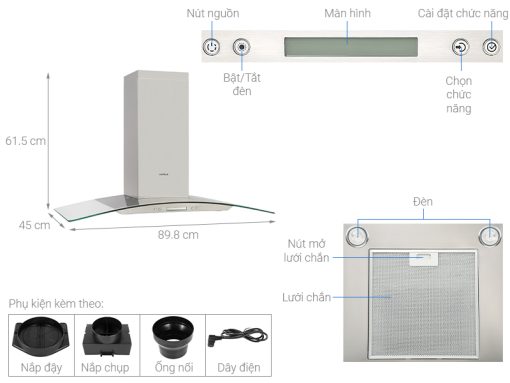Máy hút mùi áp tường Hafele HH-WG90B 539.81.185