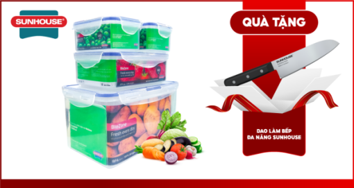 Bộ 4 hộp bảo quản thực phẩm Biozone tặng dao KB-CO4P04E - 1