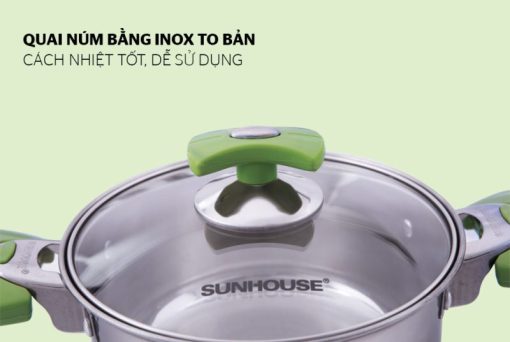 BỘ NỒI INOX 3 ĐÁY SUNHOUSE SH336 - 9
