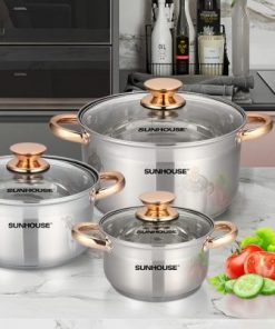 Bộ 3 Nồi Inox 5 Đáy Từ Vung Kính Sunhouse SH781 (16cm, 20cm, 24cm) - 16 Bộ 3 Nồi Inox 5 Đáy Từ Vung Kính Sunhouse SH781 (16cm, 20cm, 24cm) - 15