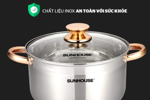 Bộ 3 Nồi Inox 5 Đáy Từ Vung Kính Sunhouse SH781 (16cm, 20cm, 24cm) - 9