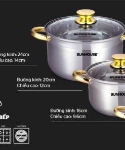 Bộ 3 Nồi Inox 5 Đáy Từ Vung Kính Sunhouse SH781 (16cm, 20cm, 24cm) - 26 Bộ 3 Nồi Inox 5 Đáy Từ Vung Kính Sunhouse SH781 (16cm, 20cm, 24cm) - 25