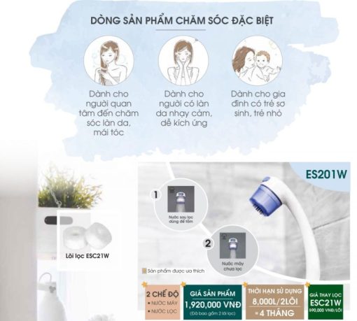 Lọc nước vòi sen tắm Cleansui ES201W - 5